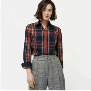 J. Crew Perfect shirt in Stewart plaid button down 100% cotton shirt size 10